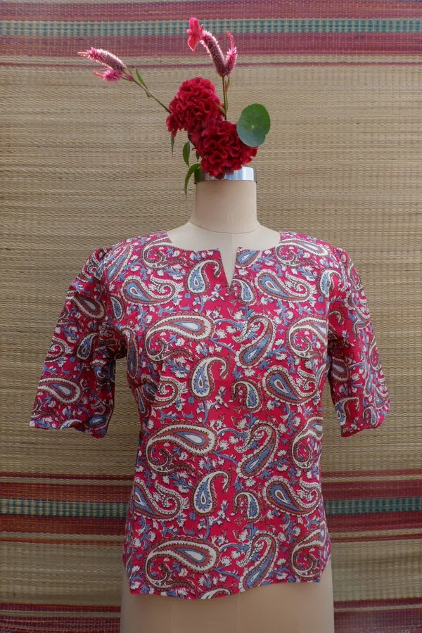 Paisley print cotton croptop
