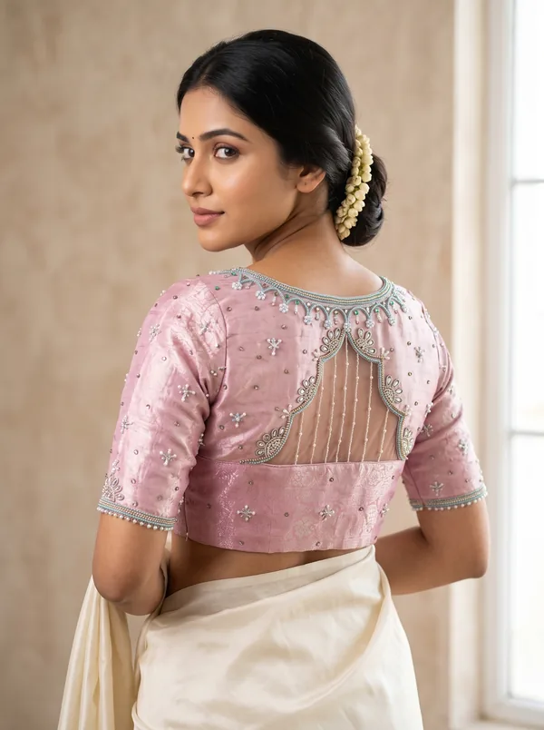 Aari Work Net-Back Blouse