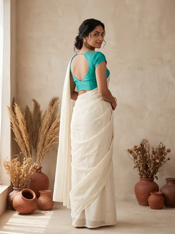 Teal Open-Back Blouse